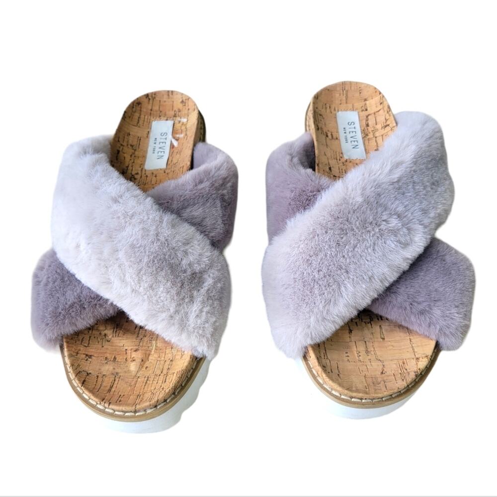 Steven by Steve Madden Womens fuzzy Slide Sandal 7